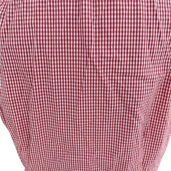 𝅺Spense sleeveless stitched small pleated button front coral/white checked top - Picture 5 of 6